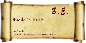 Bezák Erik névjegykártya